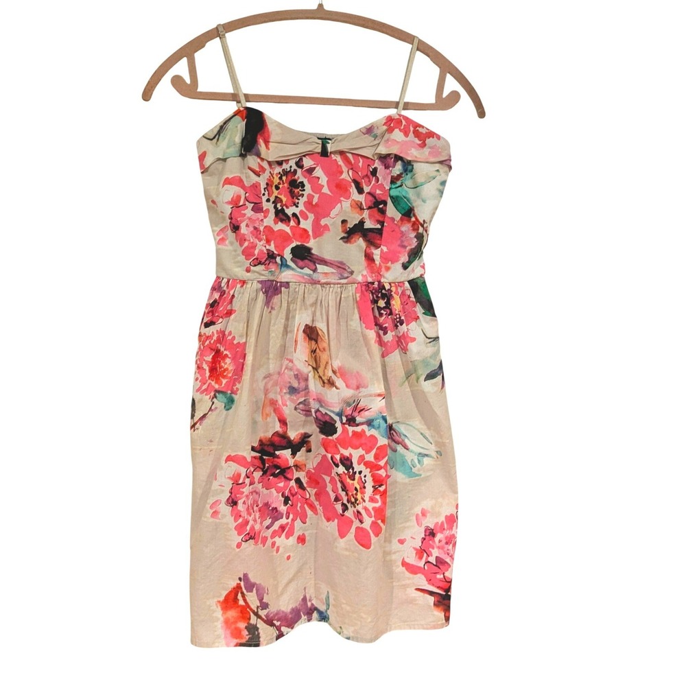 Ruby Rox Retro Floral Dress Sz S Pink Watercolor Fit Flare Spring Cute
